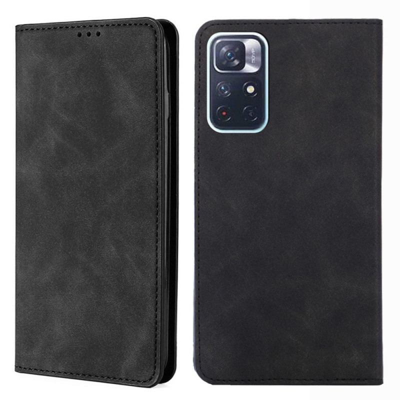 Capa De Celular Para Poco M4 Pro 5G Flip Efeito De Couro Skin-touch