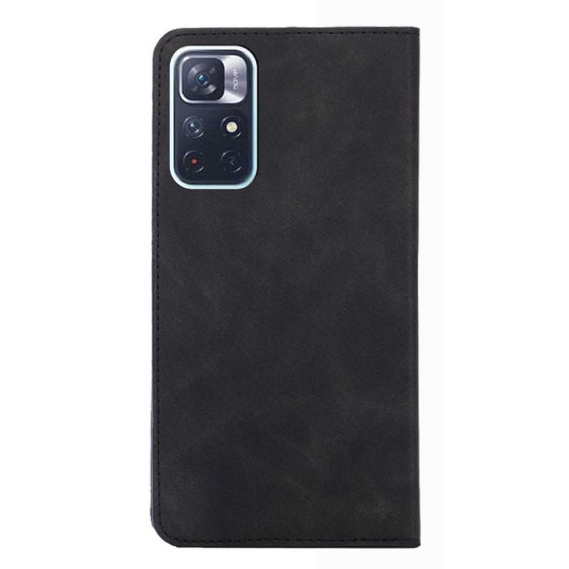 Capa De Celular Para Poco M4 Pro 5G Flip Efeito De Couro Skin-touch