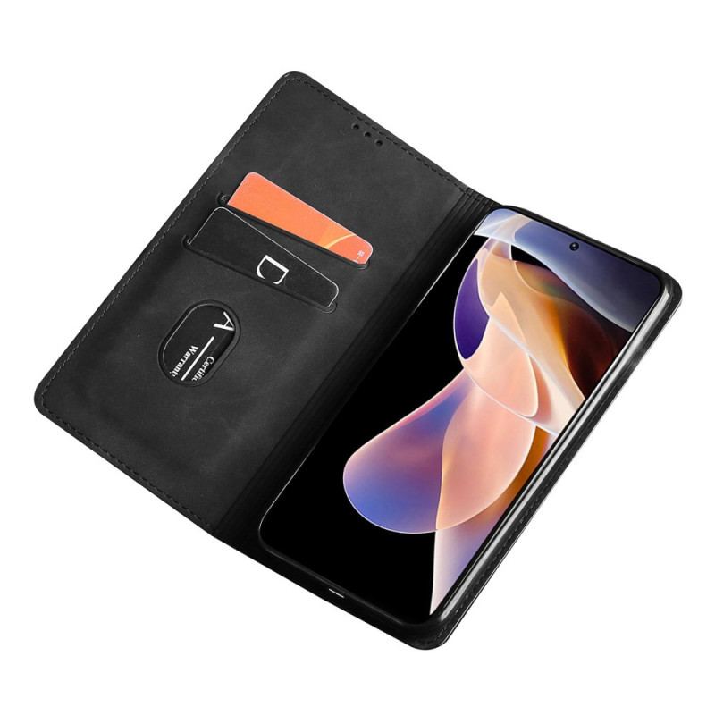 Capa De Celular Para Poco M4 Pro 5G Flip Efeito De Couro Skin-touch