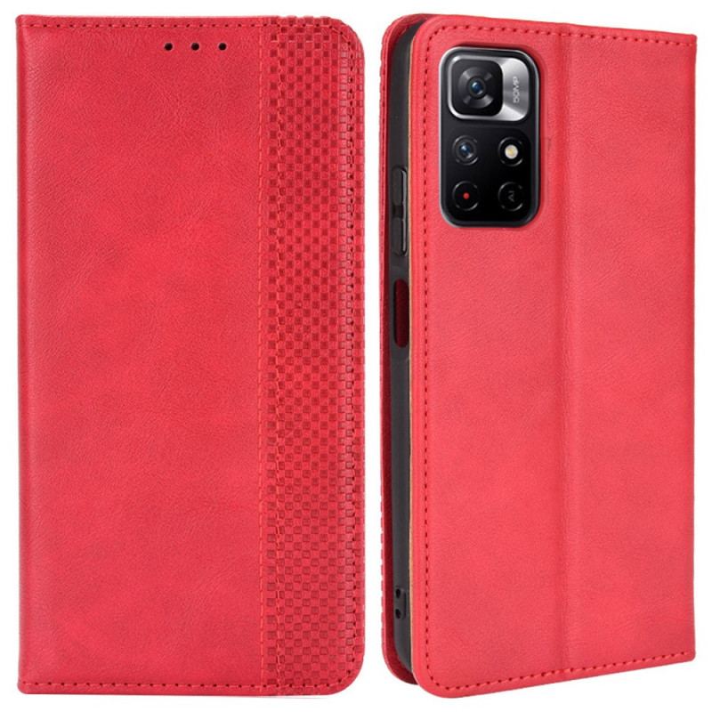 Capa De Celular Para Poco M4 Pro 5G Flip Efeito Couro Vintage Estilizado