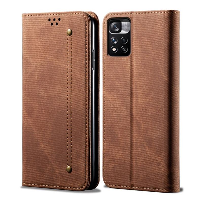 Capa De Celular Para Poco M4 Pro 5G Flip Tecido Jeans