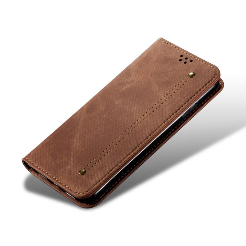 Capa De Celular Para Poco M4 Pro 5G Flip Tecido Jeans