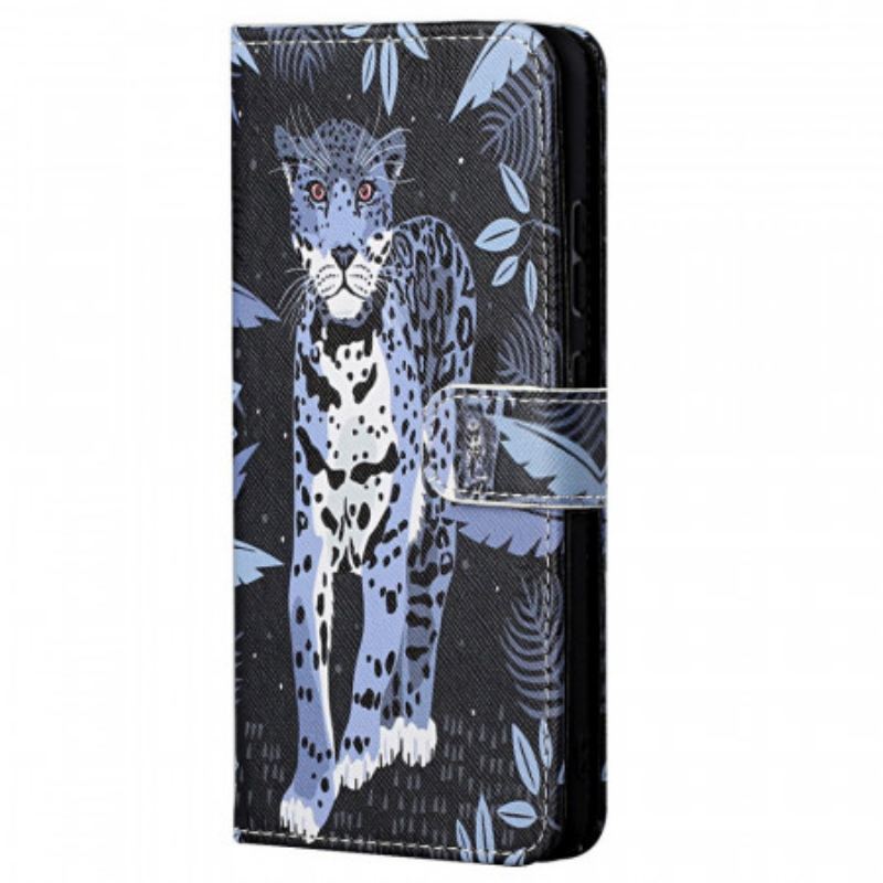 Capa De Couro Para Poco M4 Pro 5G De Cordão Leopardo Strappy