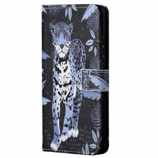 Capa De Couro Para Poco M4 Pro 5G De Cordão Leopardo Strappy