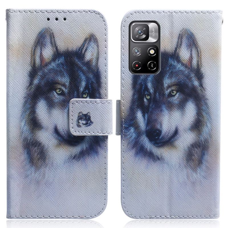 Capa De Couro Para Poco M4 Pro 5G Olhar Canino