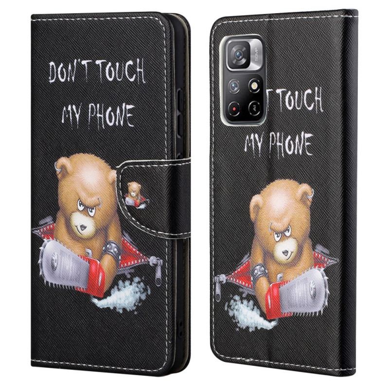 Capa De Couro Para Poco M4 Pro 5G Urso Perigoso