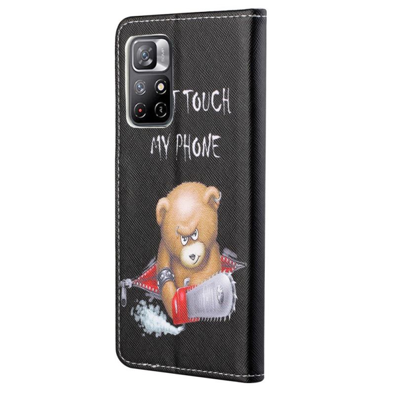 Capa De Couro Para Poco M4 Pro 5G Urso Perigoso