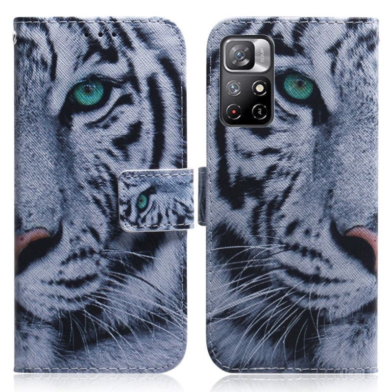 Capa Em Pele Para Poco M4 Pro 5G Cara De Tigre