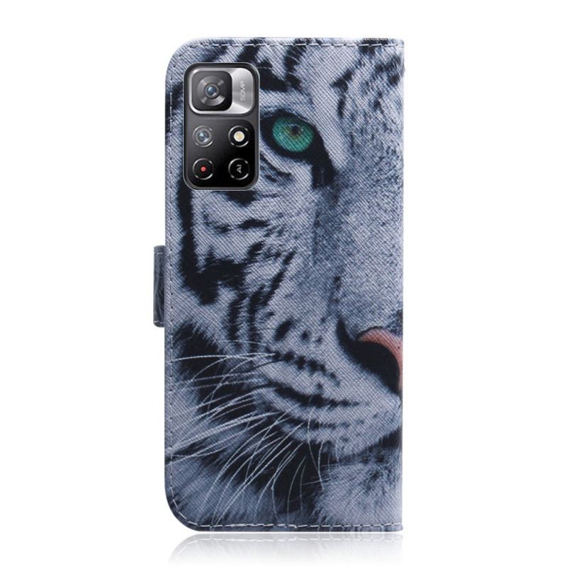 Capa Em Pele Para Poco M4 Pro 5G Cara De Tigre