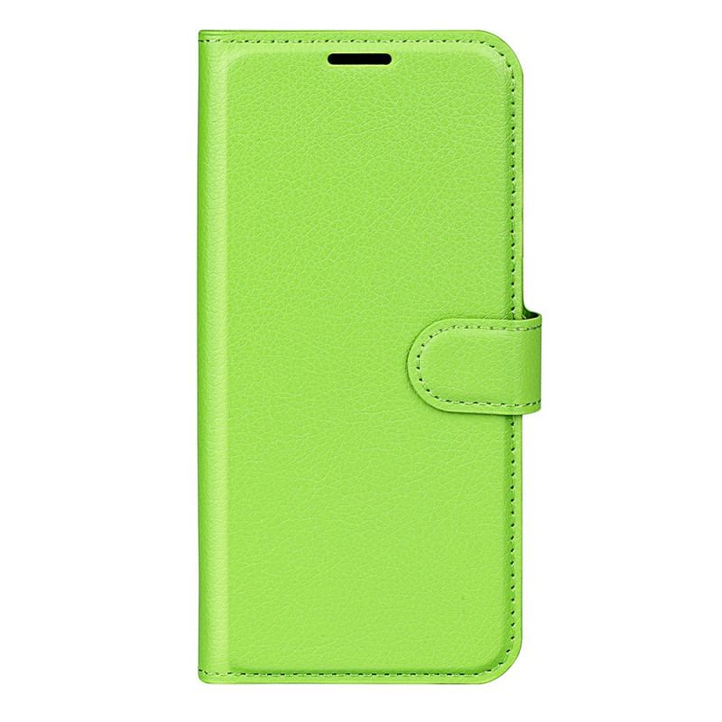 Capa Flip Para Poco M4 Pro 5G Clássico Efeito Couro Lichia