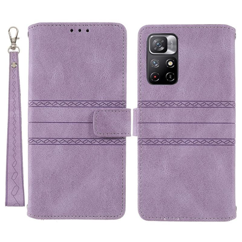 Capa Flip Para Poco M4 Pro 5G Costuras De Renda