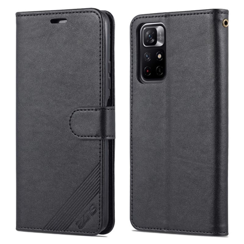 Capa Flip Para Poco M4 Pro 5G Couro Sintético Azns