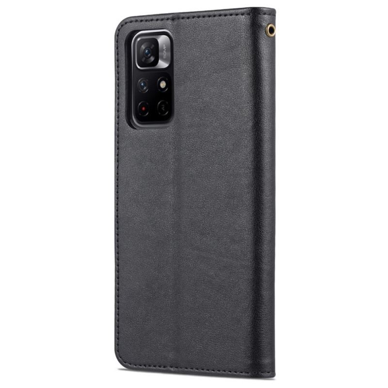 Capa Flip Para Poco M4 Pro 5G Couro Sintético Azns