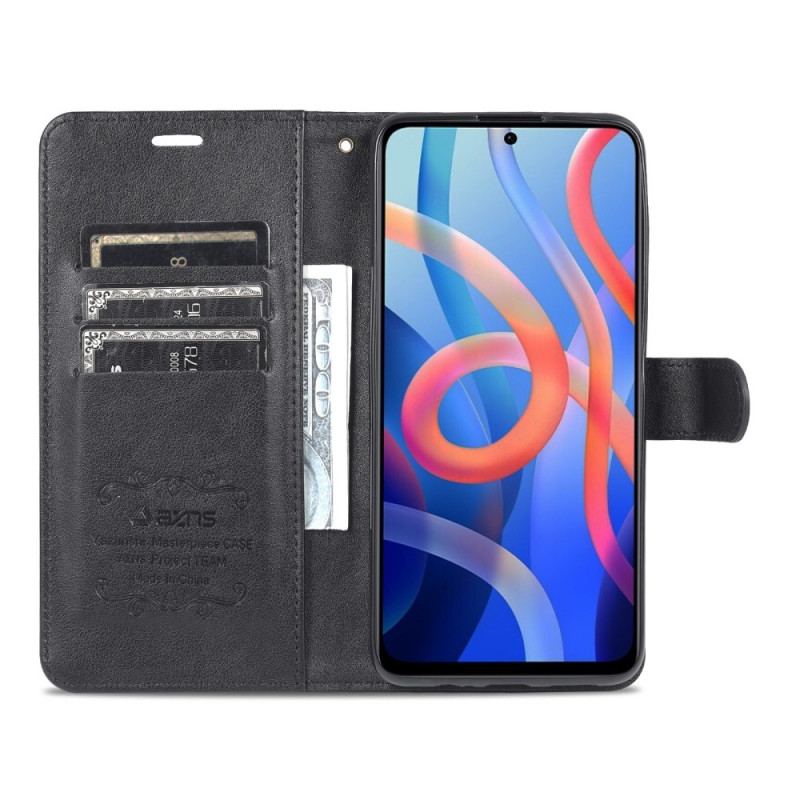 Capa Flip Para Poco M4 Pro 5G Couro Sintético Azns