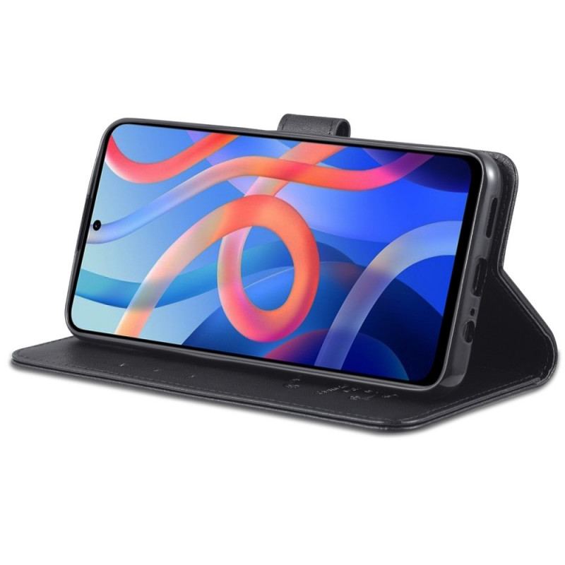 Capa Flip Para Poco M4 Pro 5G Couro Sintético Azns