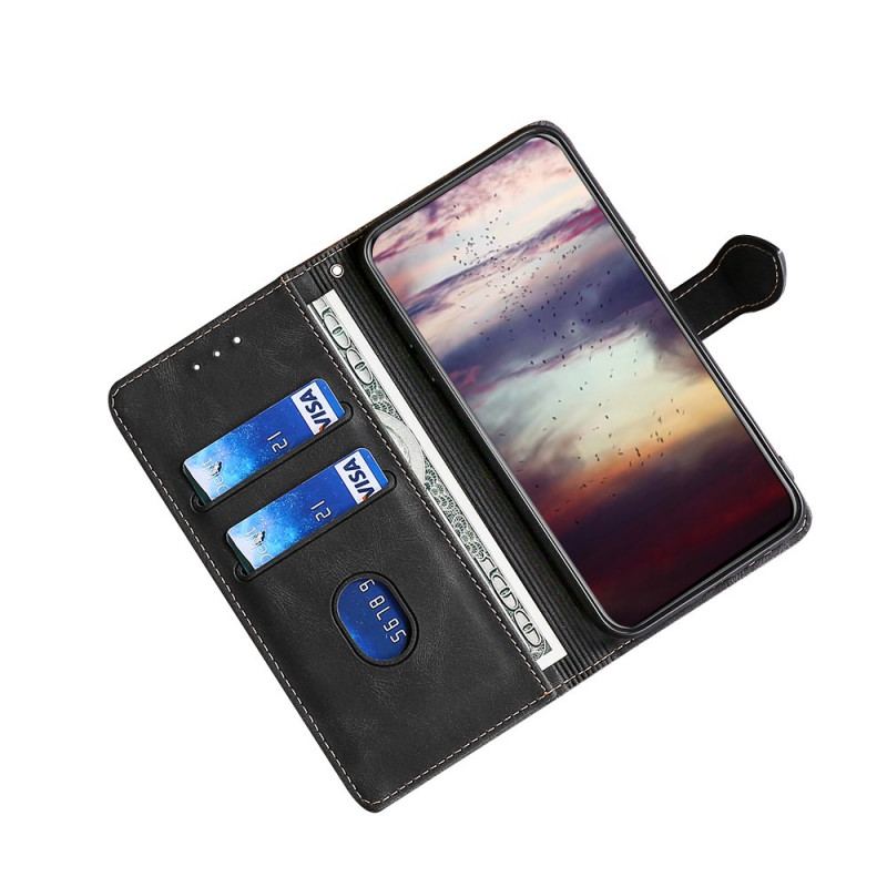 Capa Flip Para Poco M4 Pro 5G Couro Sintético Bicolor Estiloso