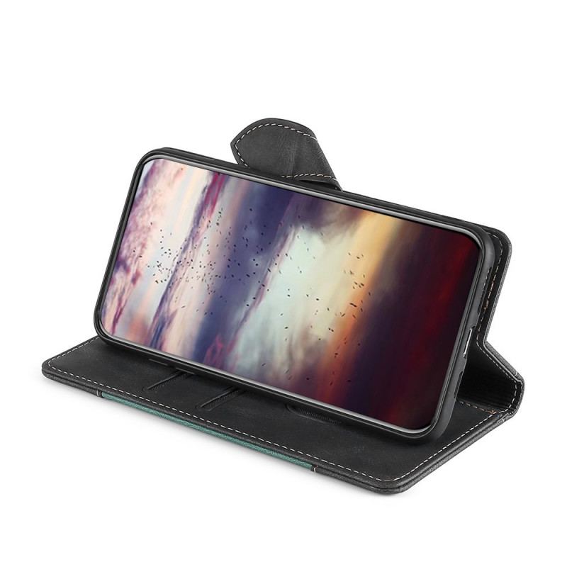 Capa Flip Para Poco M4 Pro 5G Couro Sintético Bicolor Estiloso