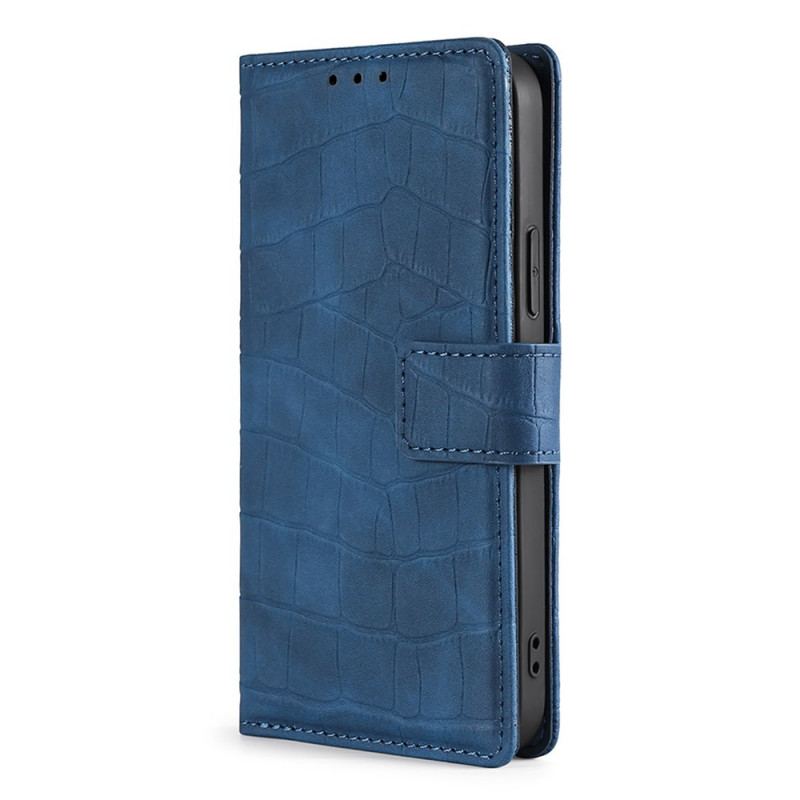 Capa Flip Para Poco M4 Pro 5G Crocodilo Com Toque De Pele