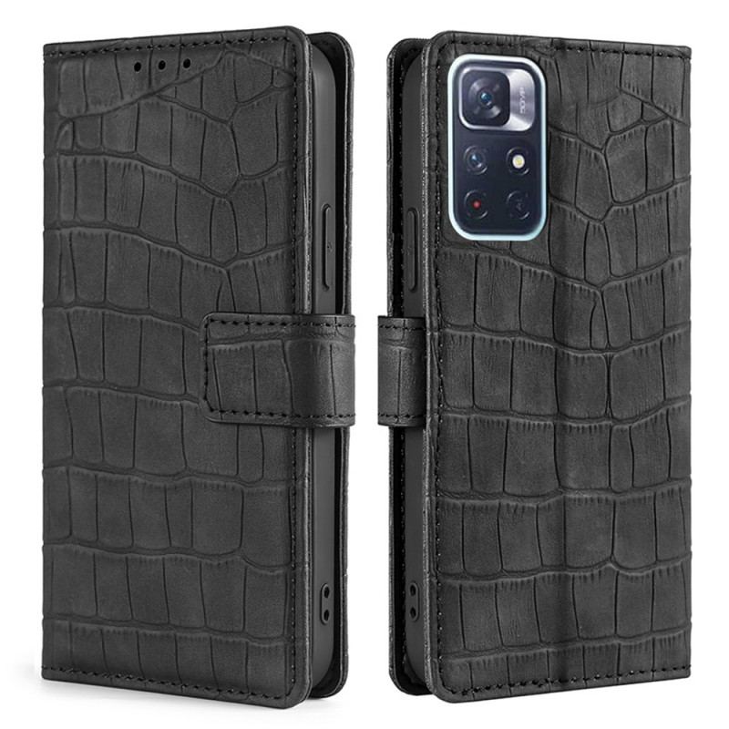 Capa Flip Para Poco M4 Pro 5G Crocodilo Com Toque De Pele