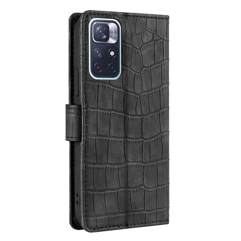 Capa Flip Para Poco M4 Pro 5G Crocodilo Com Toque De Pele