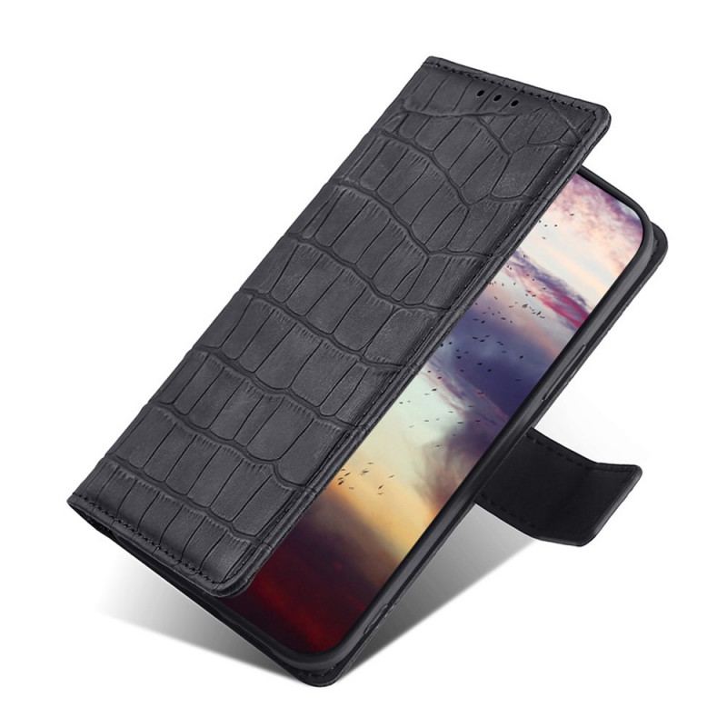 Capa Flip Para Poco M4 Pro 5G Crocodilo Com Toque De Pele