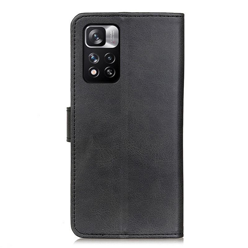 Capa Flip Para Poco M4 Pro 5G Efeito De Couro Fosco