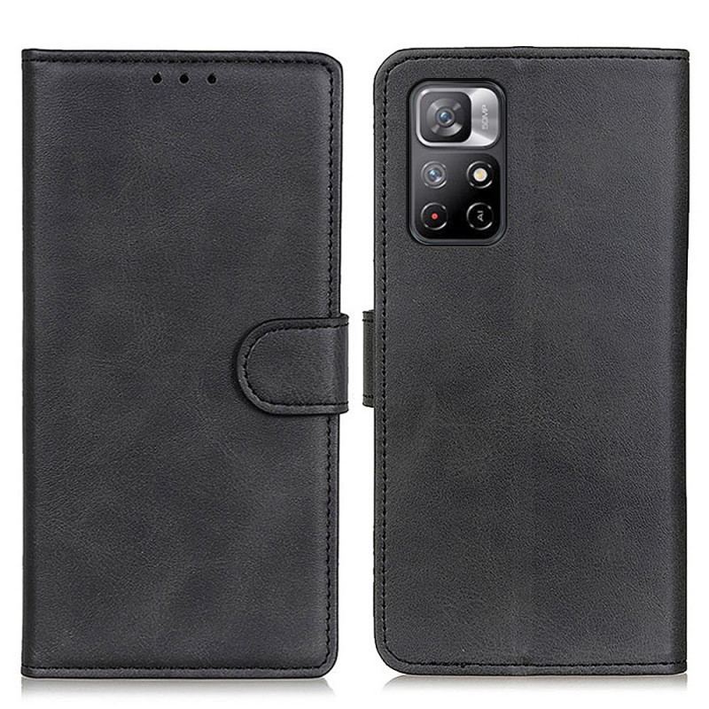 Capa Flip Para Poco M4 Pro 5G Efeito De Couro Fosco