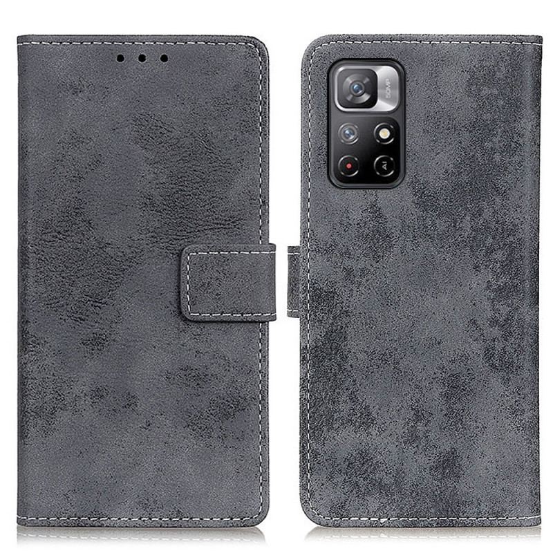 Capa Flip Para Poco M4 Pro 5G Efeito Couro Vintage