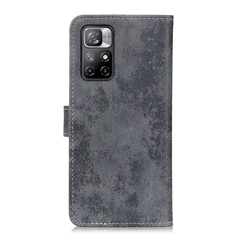 Capa Flip Para Poco M4 Pro 5G Efeito Couro Vintage