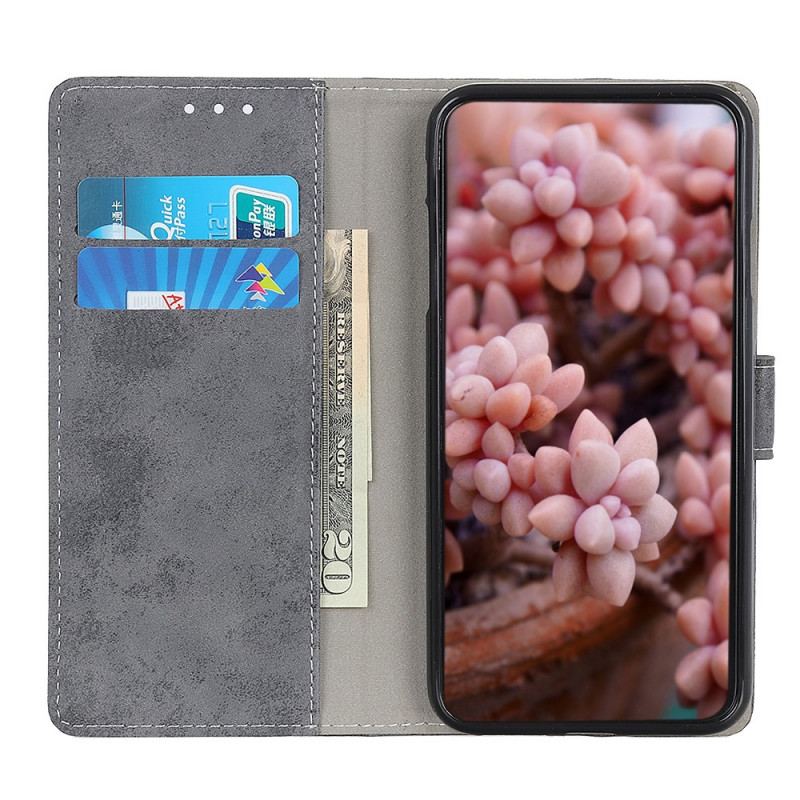 Capa Flip Para Poco M4 Pro 5G Efeito Couro Vintage