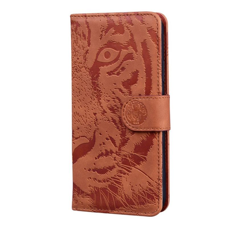 Capa Flip Para Poco M4 Pro 5G Estampa Cara De Tigre