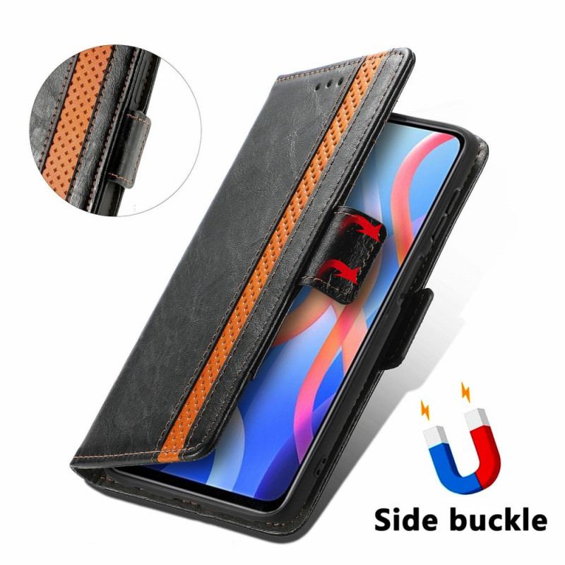 Capa Flip Para Poco M4 Pro 5G Fecho Duplo Bicolor