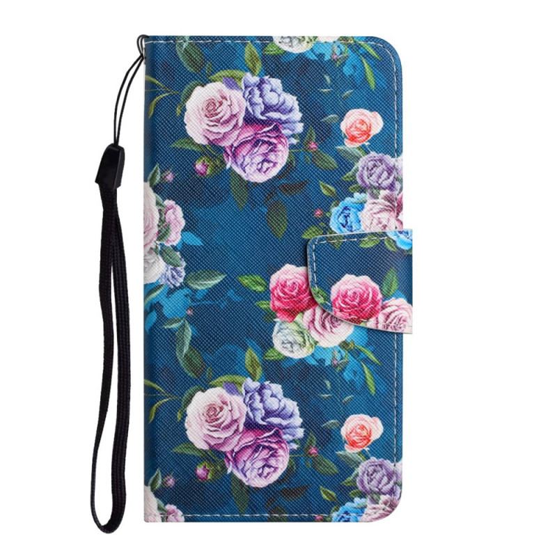 Capa Flip Para Poco M4 Pro 5G Flores Reais Da Liberdade