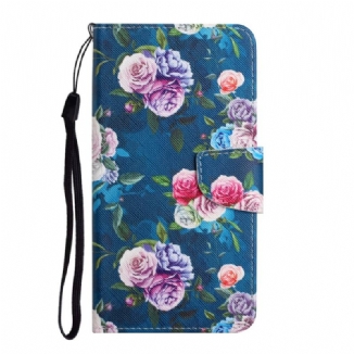 Capa Flip Para Poco M4 Pro 5G Flores Reais Da Liberdade