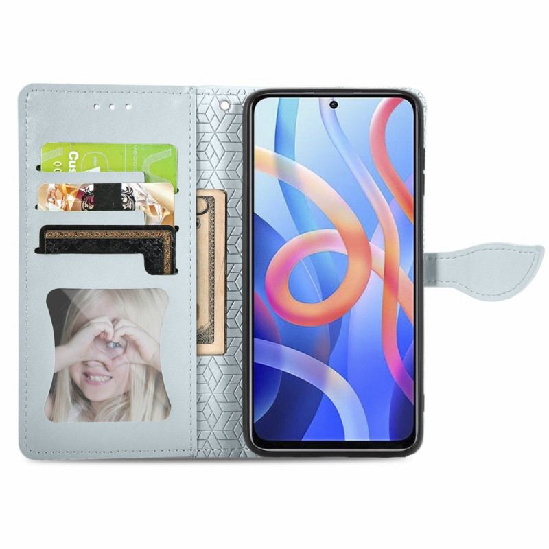 Capa Flip Para Poco M4 Pro 5G Folhas Tribais