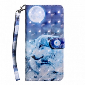 Capa Flip Para Poco M4 Pro 5G Lobo Ao Luar