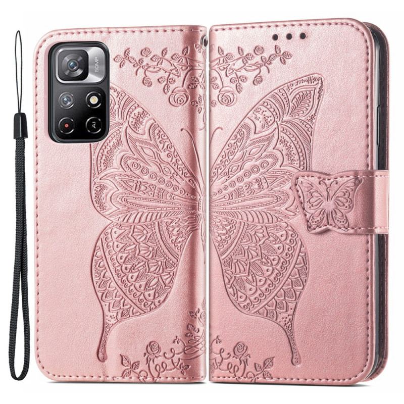 Capa Flip Para Poco M4 Pro 5G Meia Borboleta