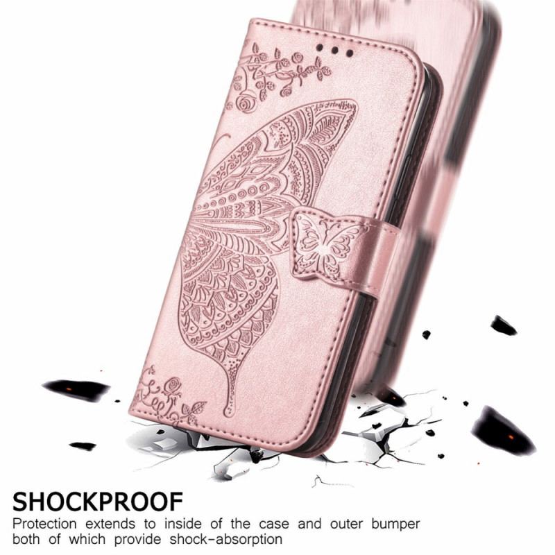 Capa Flip Para Poco M4 Pro 5G Meia Borboleta