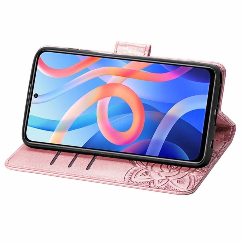 Capa Flip Para Poco M4 Pro 5G Meia Borboleta