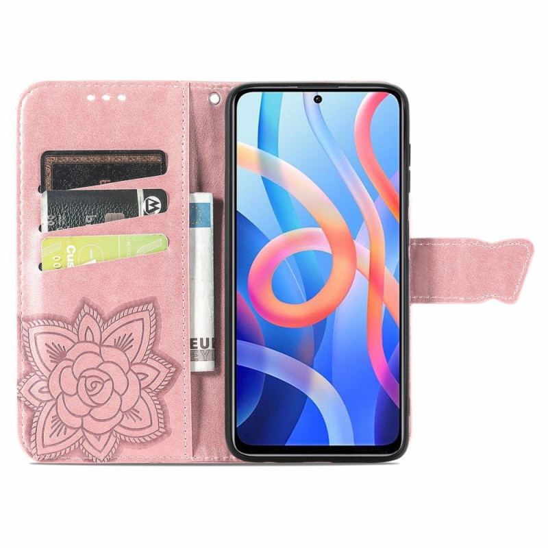 Capa Flip Para Poco M4 Pro 5G Meia Borboleta