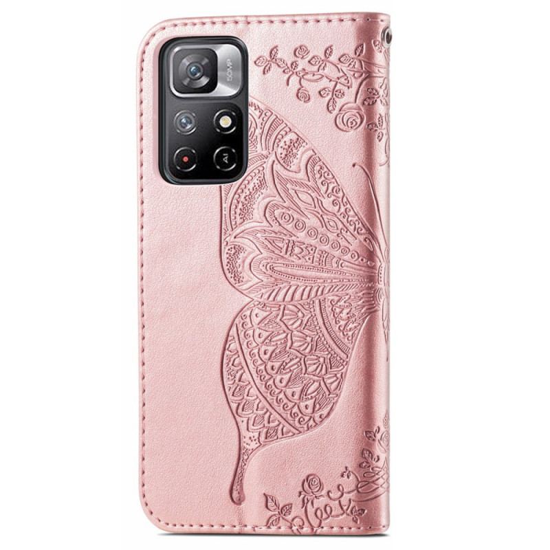 Capa Flip Para Poco M4 Pro 5G Meia Borboleta