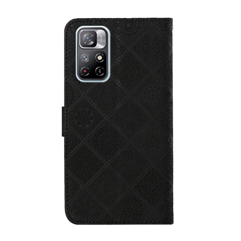 Capa Flip Para Poco M4 Pro 5G Padrão De Tapeçaria