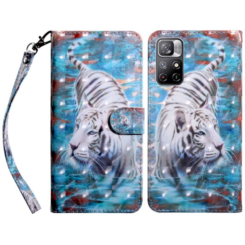 Capa Flip Para Poco M4 Pro 5G Tigre Na Água