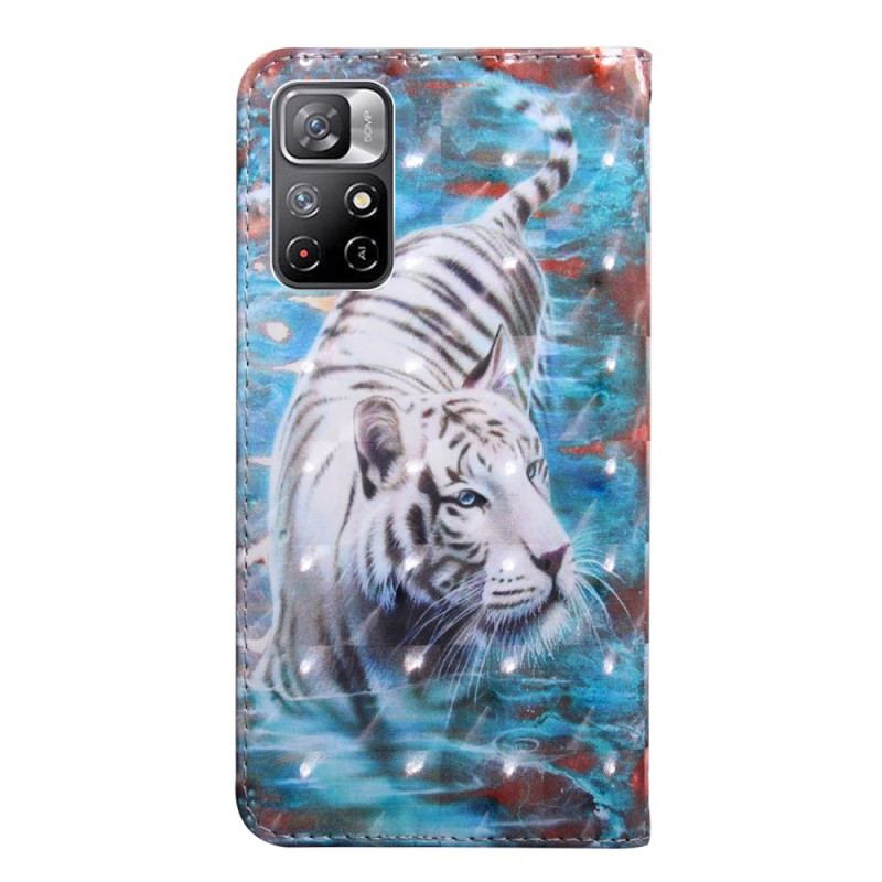 Capa Flip Para Poco M4 Pro 5G Tigre Na Água