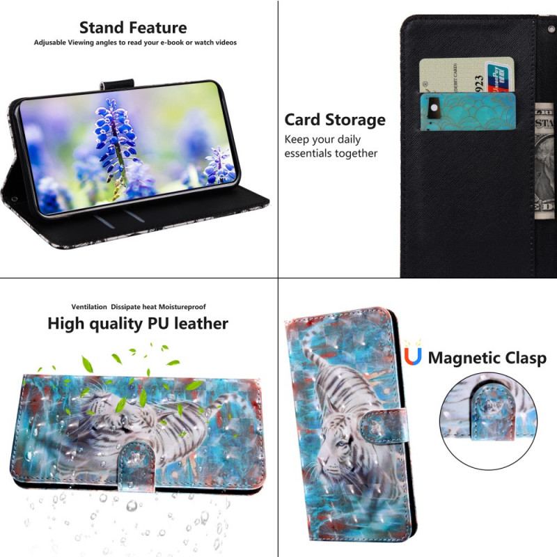 Capa Flip Para Poco M4 Pro 5G Tigre Na Água