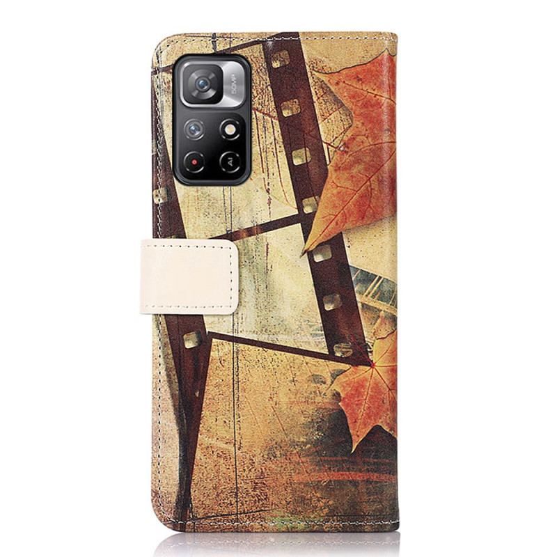 Capa Flip Para Poco M4 Pro 5G Torre Eiffel No Outono