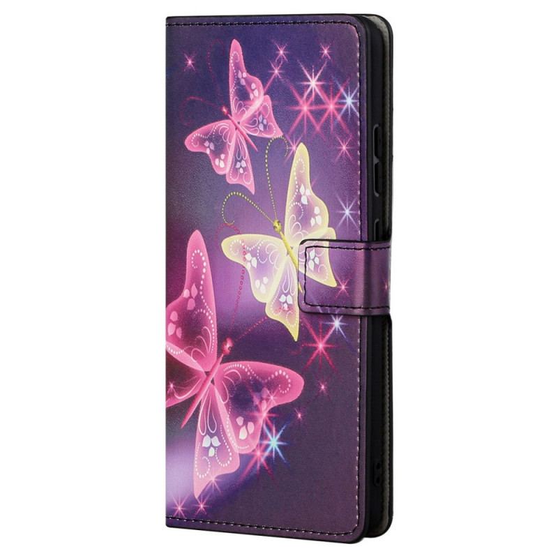 Capa Folio Para Poco M4 Pro 5G Borboletas E Flores