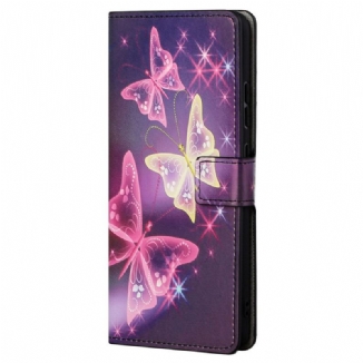 Capa Folio Para Poco M4 Pro 5G Borboletas E Flores