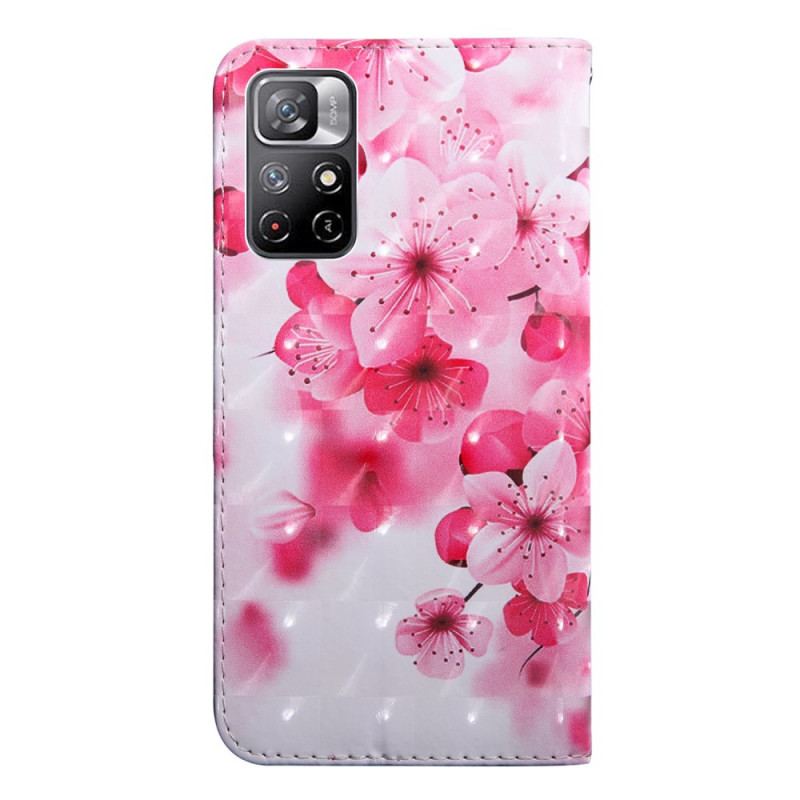 Capa Folio Para Poco M4 Pro 5G Flores Cor De Rosa