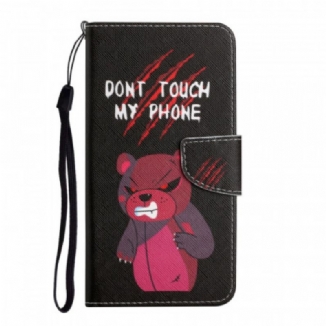 Capa Folio Para Poco M4 Pro 5G Urso Não Toque No Meu Telefone